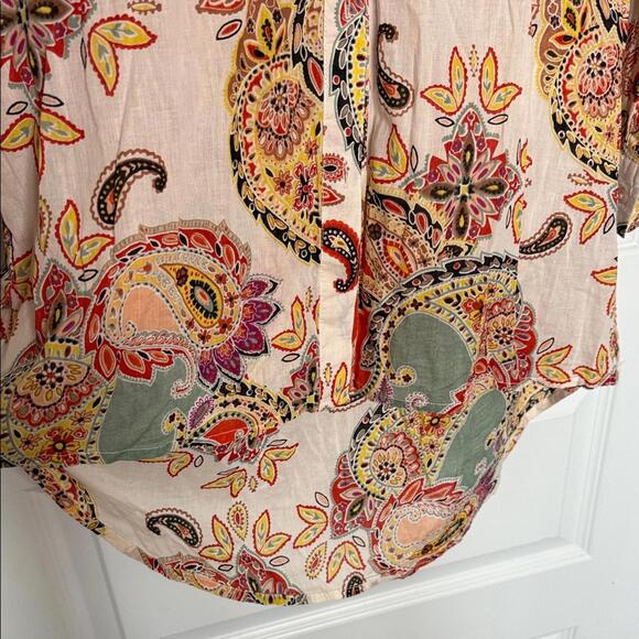 NWT True Destinations Paisley Button-Up Shirt/Coverup Sz XS oversized - Picture 5 of 10